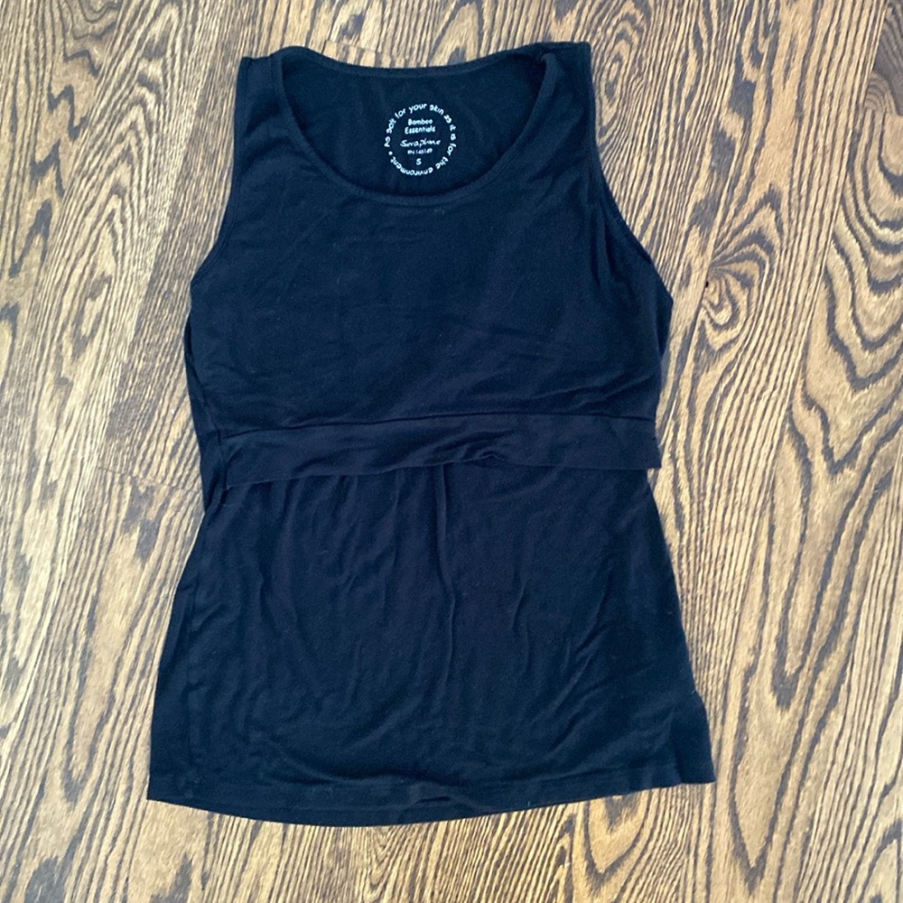 Seraphine Maternity / Nursing Tank Top, Black, Size S